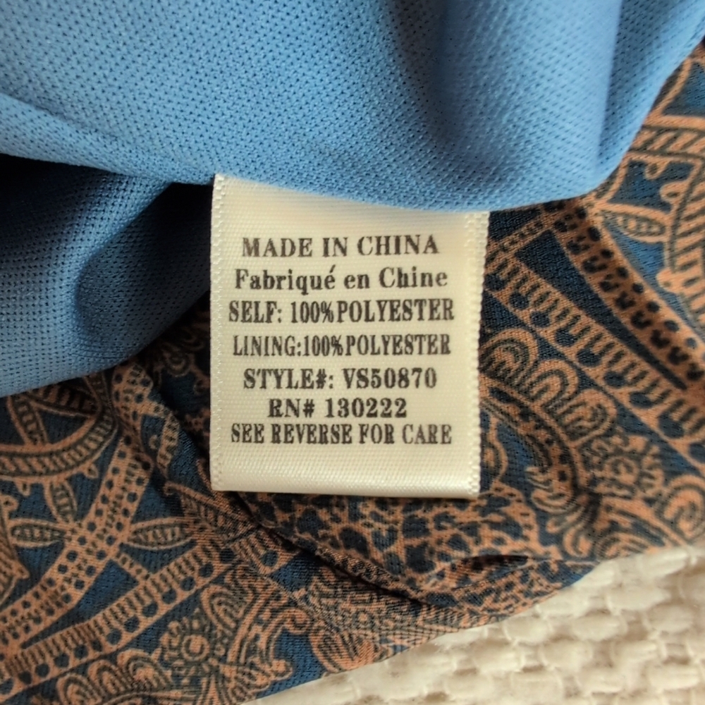 Skirt Women's M Midi Paisley Navy/Tan Pleated Pullon Lined Preppy Accordian Nwt - Picture 9 of 11